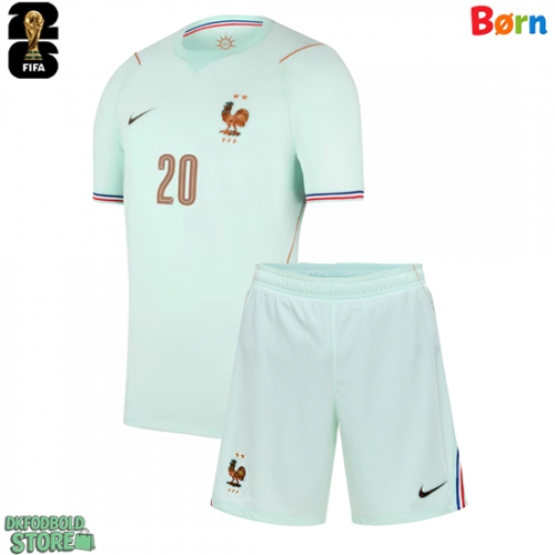 Frankrig Desire Doue #20 Replika Babytøj Udebanesæt Børn VM 2026 Kortærmet (+ Korte bukser)